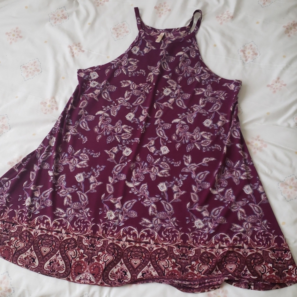 Xhiliration purple paisley dress size large